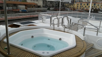 Teak makeover around jacuzzi